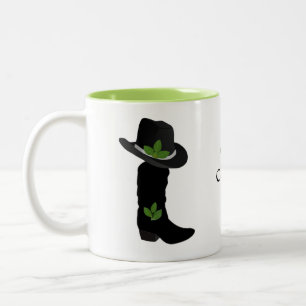 Caneca De Café Em Dois Tons Folha de Louro, Cowgirl Black Hat & Boot