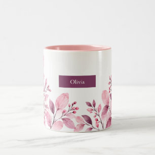 Caneca De Café Em Dois Tons Folha de Orquídea Personalizada