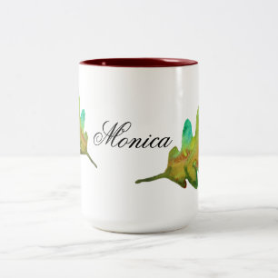 Caneca De Café Em Dois Tons Folha de outono Personalizada