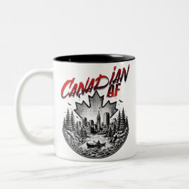 Caneca De Café Em Dois Tons Folha do Maple Canoeiro de Paisagem AF Canadense