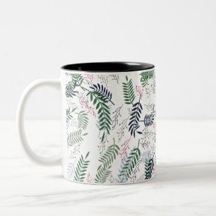 Caneca De Café Em Dois Tons Folha e Flor