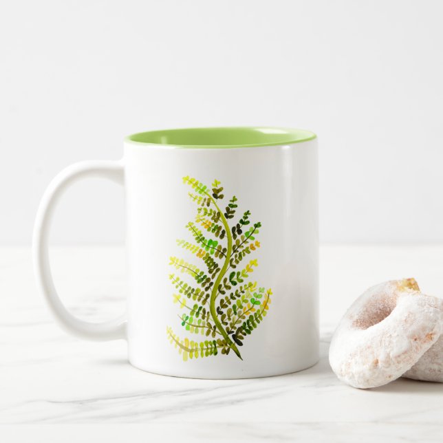 Caneca De Café Em Dois Tons Folha verde (Com Donut)