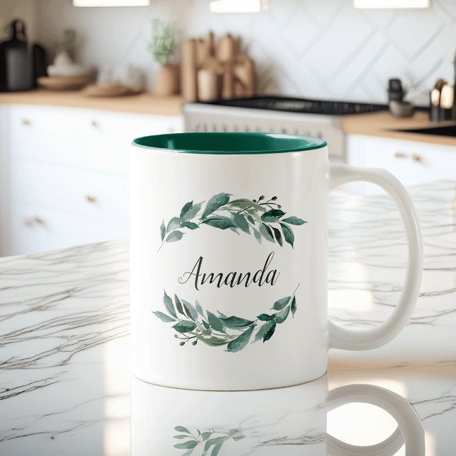 Caneca De Café Em Dois Tons Folhagem Abundant Personalizada (Criador carregado)