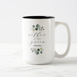 Caneca De Café Em Dois Tons Folhagem de Eucalipto Elegante Mãe do Noivo