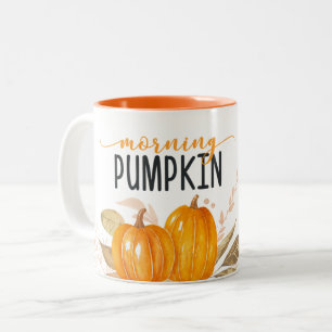 Caneca De Café Em Dois Tons Folhagem de outono da laranja da ABÓBORA da MANH
