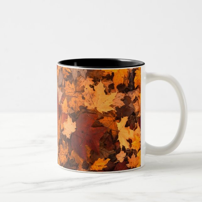 Caneca De Café Em Dois Tons Folhas da queda (Direita)