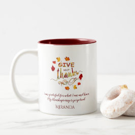 Caneca De Café Em Dois Tons Folhas de Aquarela de Queda Dão Monograma aos Obri