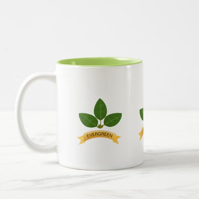 Caneca De Café Em Dois Tons Folhas de baía Verde (Esquerda)