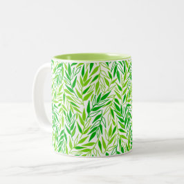 Caneca De Café Em Dois Tons Folhas de galho.