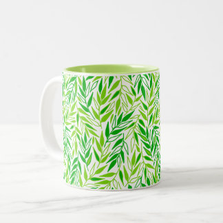 Caneca De Café Em Dois Tons Folhas de galho.