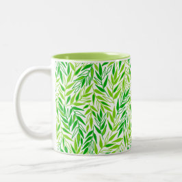 Caneca De Café Em Dois Tons Folhas de galho.