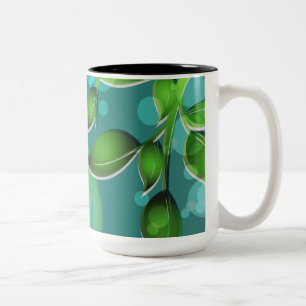 Caneca De Café Em Dois Tons Folhas de jardim frescas