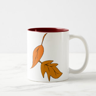 Caneca De Café Em Dois Tons Folhas de Laranja
