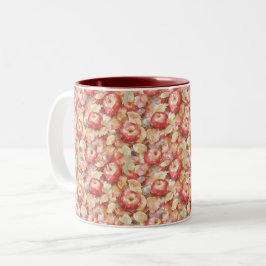 Caneca De Café Em Dois Tons Folhas de Maçãs