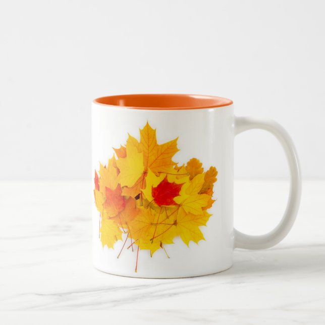 Caneca De Café Em Dois Tons Folhas de mapeamento (Direita)