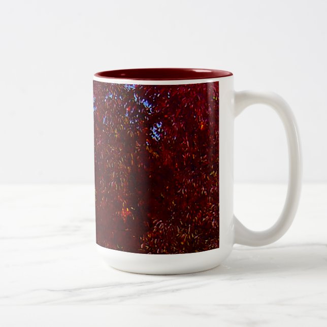 Caneca De Café Em Dois Tons Folhas de outono de Amarelo e Roxo, ZSSPG (Direita)