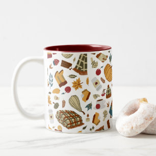 Caneca De Café Em Dois Tons Folhas de outono Únicas Folhas de outono
