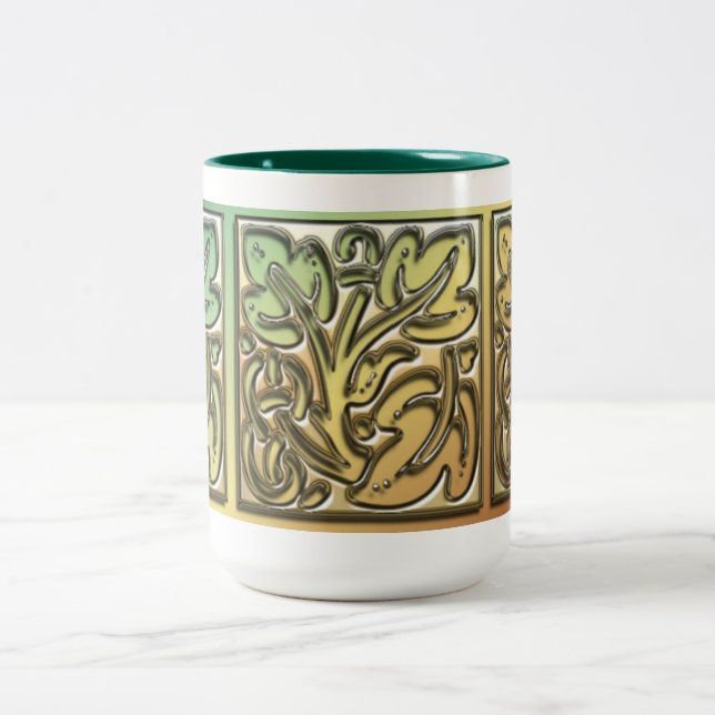 Caneca De Café Em Dois Tons Folhas decorativas (Centro)