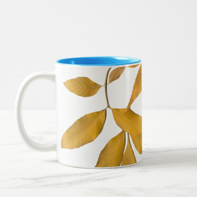 Caneca De Café Em Dois Tons Folhas douradas (Esquerda)