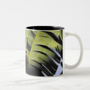 Caneca De Café Em Dois Tons Folhas tropicais