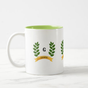 Caneca De Café Em Dois Tons Folhas verdes
