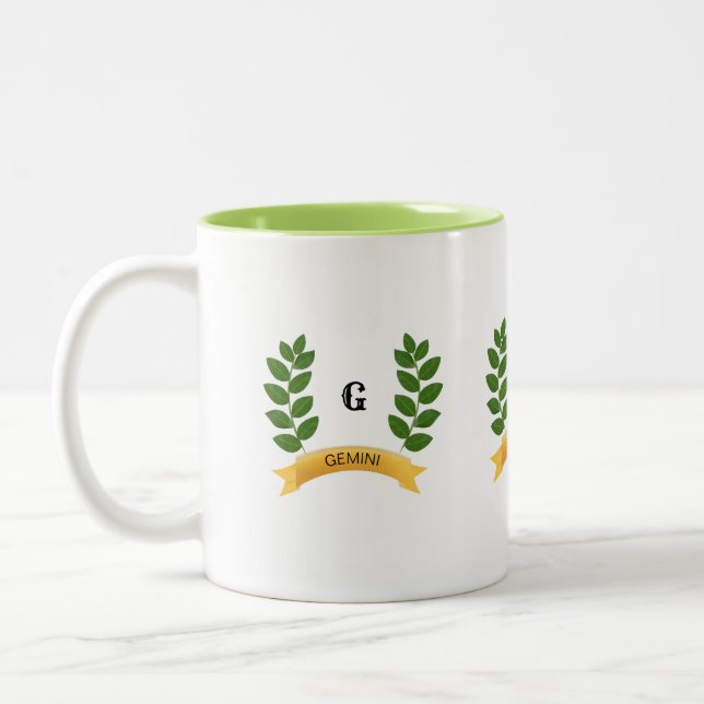 Caneca De Café Em Dois Tons Folhas verdes (Esquerda)