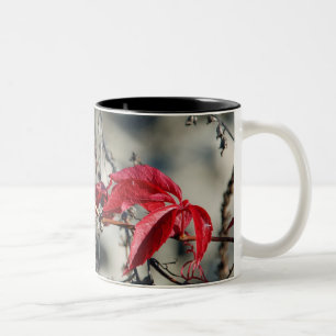 Caneca De Café Em Dois Tons Folhas vermelhas Mug