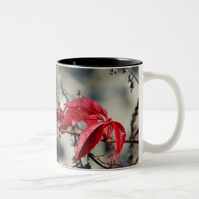 Caneca De Café Em Dois Tons Folhas vermelhas Mug (Direita)