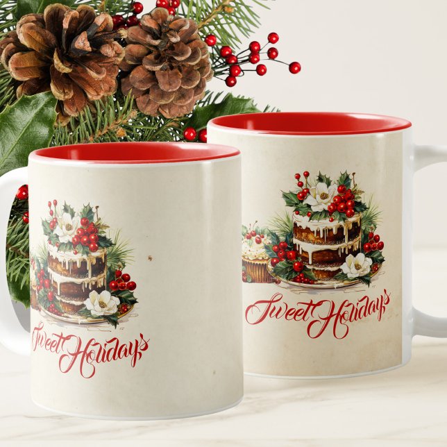 Caneca De Café Em Dois Tons Foliage de inverno personalizada Scandi Natal (Criador carregado)