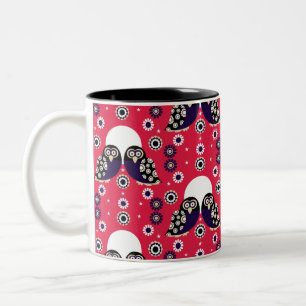 Caneca De Café Em Dois Tons Folk Art Owl