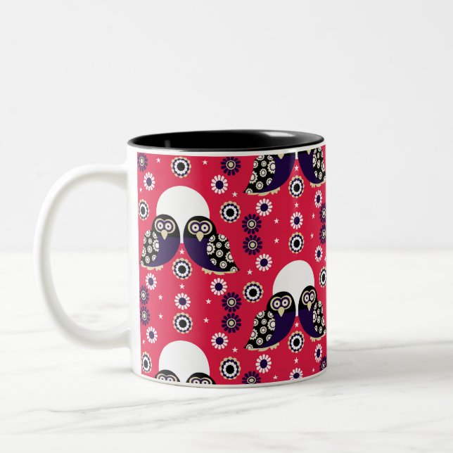 Caneca De Café Em Dois Tons Folk Art Owl (Esquerda)