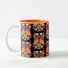 Caneca De Café Em Dois Tons Folk Art Owl