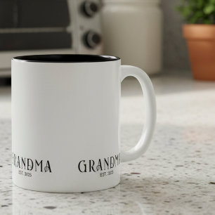 Caneca De Café Em Dois Tons Fonte Negrito Moderno Avó Estabelecida