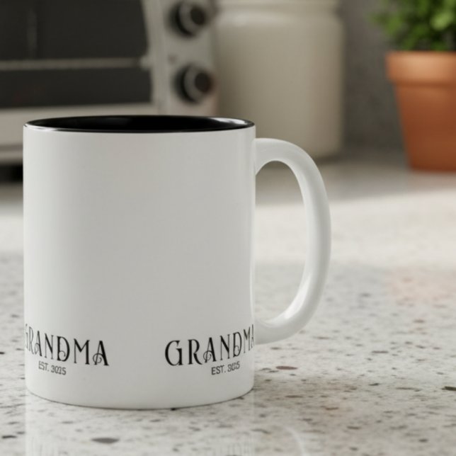 Caneca De Café Em Dois Tons Fonte Negrito Moderno Avó Estabelecida (Criador carregado)