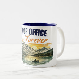 Caneca De Café Em Dois Tons Fora do Escritório para Sempre Pesca Montanha Desi