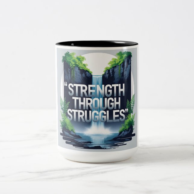 Caneca De Café Em Dois Tons Força através de Lutas (Centro)