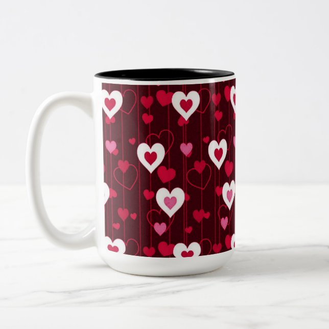 Caneca De Café Em Dois Tons Forever Love Red Hearts (Esquerda)