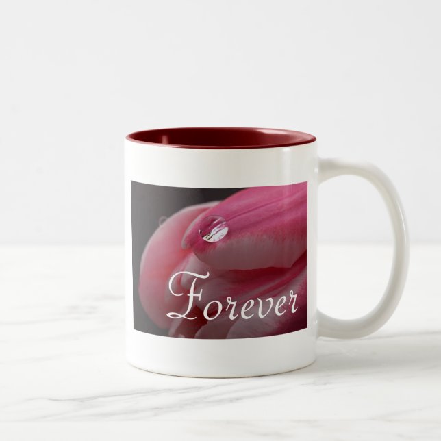Caneca De Café Em Dois Tons Forever Love Rosa Raindrop (Direita)
