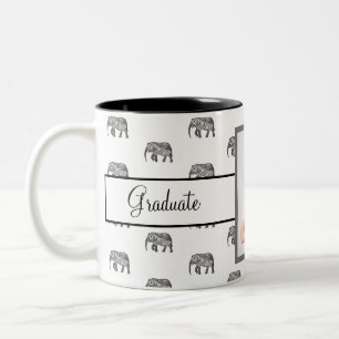 Caneca De Café Em Dois Tons Formando geométrico Elephant Photo Black and White