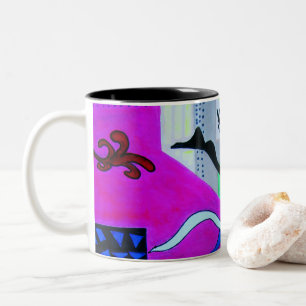 Caneca De Café Em Dois Tons Formas Cor-de-rosa abstrato Geométrica Brilhante A