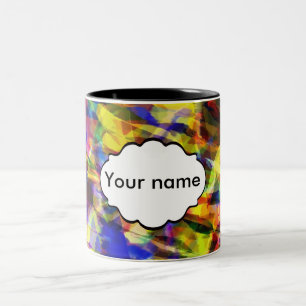 Caneca De Café Em Dois Tons Formas de desaparecimento coloridas design abstrat