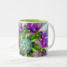 Caneca De Café Em Dois Tons Formas espirais coloridas, redondas, forma Abstrat