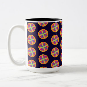 Caneca De Café Em Dois Tons Formas Florais Laranja Vibrante