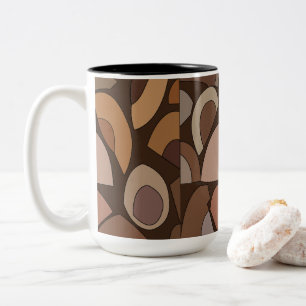 Caneca De Café Em Dois Tons Formas Geométricas Modernas de Meados do Século