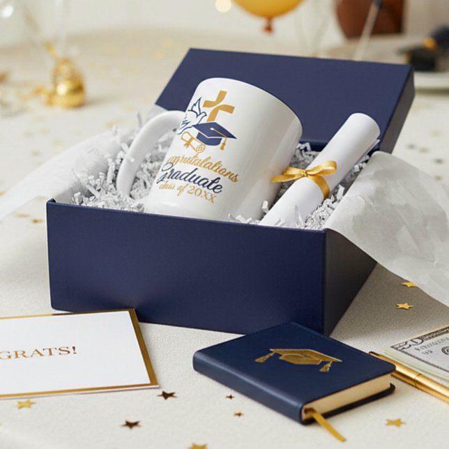 Caneca De Café Em Dois Tons Formatura Cristã personalizada do ano (Criador carregado)