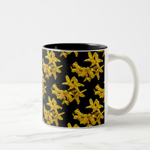 Caneca De Café Em Dois Tons Forsythia Abstrato Mug