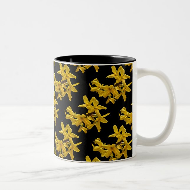 Caneca De Café Em Dois Tons Forsythia Abstrato Mug (Direita)