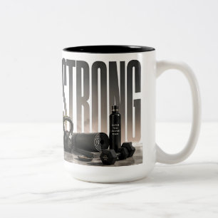 Caneca De Café Em Dois Tons Forte Gráfico Editorial de Luxo Fitness