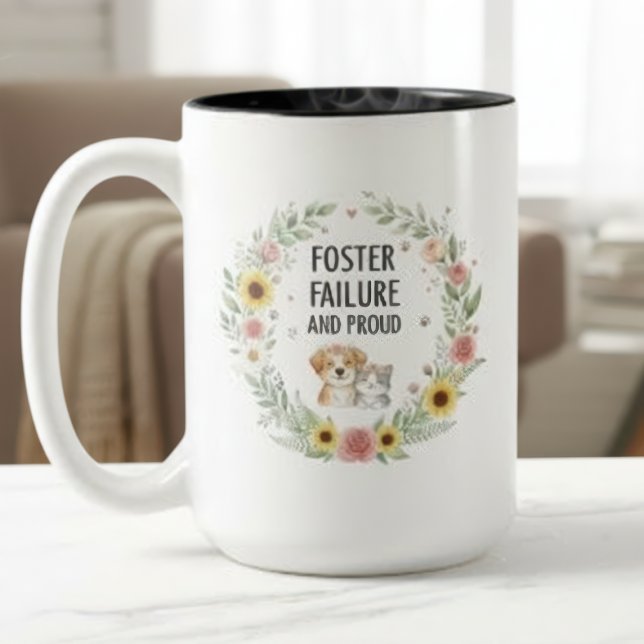 Caneca De Café Em Dois Tons Foster Failure Gift Proud Love Floral Wreath (Pet Foster Failure coffee mug)