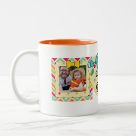 Caneca De Café Em Dois Tons Foto: "Ame Sua Vovó" Mug Orange, Teal e Amarelo
